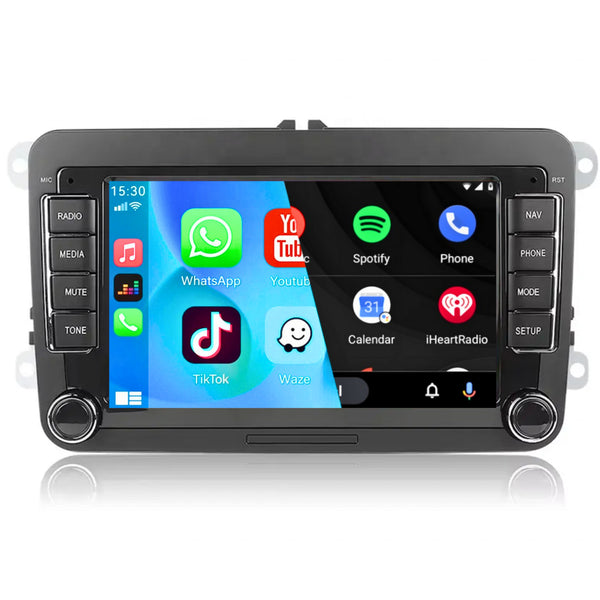 Volkswagen Golf (2000–2014) / Polo (2009–2014) / Caddy (2000–2024) / Passat (2007–2009) / Sharan (2000–2015) / Passat CC (2010–2011) / Seat Altea/XL/Leon/Toledo (2004–2009) / Skoda Fabia/Roomster/Yeti/Octavia (2000–2013) | CarPlay & Android Auto | Zwart