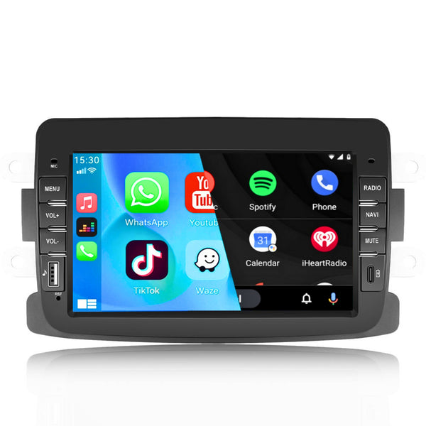 Renault Captur (2013–2016) / Duster (2011–2016) / Symbol II (2009–2012) / Logan (2011–2016) | CarPlay & Android Auto | Zwart