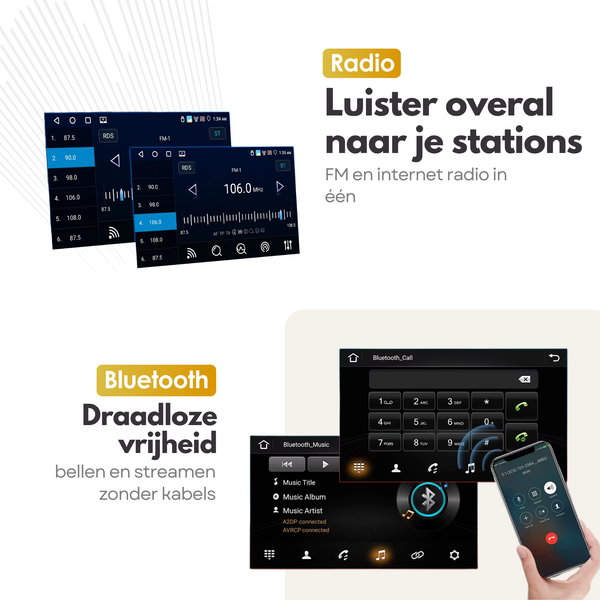 Renault Duster (2011 – 2016) / Dokker (2013 – 2021) / Sandero (2016) / Logan (2011 – 2016) | Inbouw CarPlay & Android Auto | Zwart