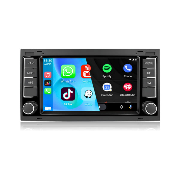 Volkswagen Touareg (2004–2010) / Transporter Multivan (2000–2024) | CarPlay & Android Auto | Zwart