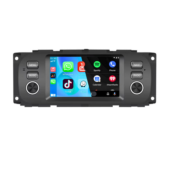 Dodge RAM (2002 – 2005) / Dakota (2003 – 2004) / Intrepid (2002 – 2004) / Neon (2004 – 2005) / Jeep Liberty (2002–2012) / Wrangler (2004–2006) | CarPlay & Android Auto | Zwart