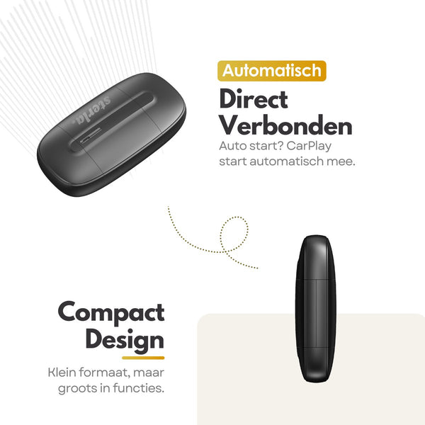 2in1 Draadloze CarPlay & Android Auto Dongle – USB-C & USB-A – Plug & Play – Automatische Verbinding – Voor iOS & Android